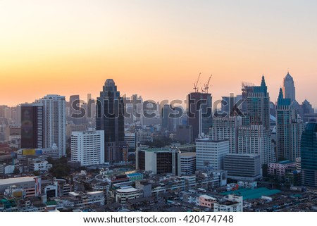 Bangkok Cityscape, Business district with high building at sunrise time, Bangkok, Thailand