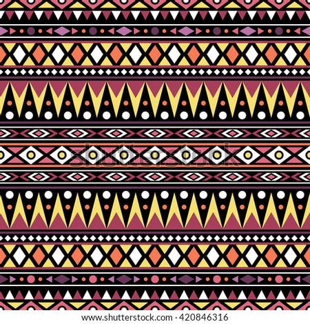 Abstract seamless pattern with ethnic aztec ornament. Boho design. Aztec pattern. Folk stylized print template for paper and fabric. Summer fashion.