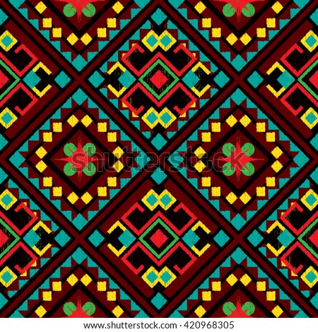 Ethnic Neckline doodle Tribal Aztec Seamless Pattern. Geometric Vector illustration