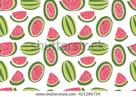 Watermelon seamless pattern. Vector illustration. Suitable for graphic design, as well as the print for textiles