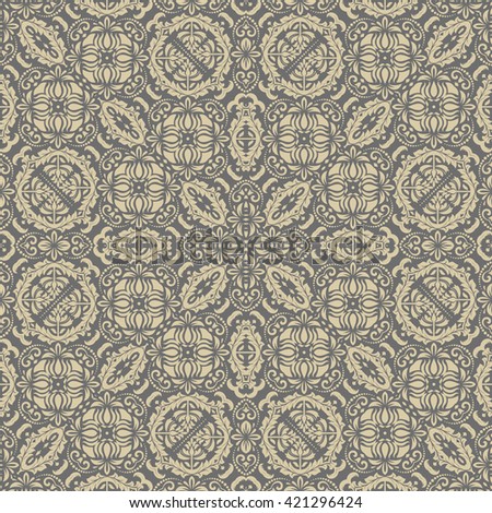 Oriental classic gray and golden pattern. Seamless abstract background
