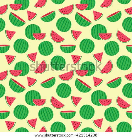 Cute seamless pattern with watermelons
