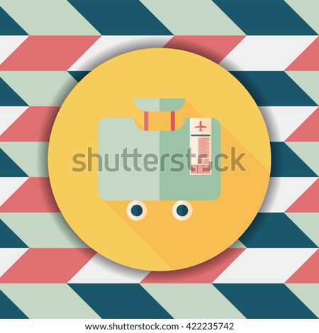 vintage travel suitcases, flat icon with long shadow