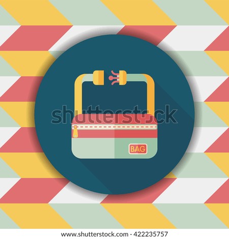 travel bag, flat icon with long shadow