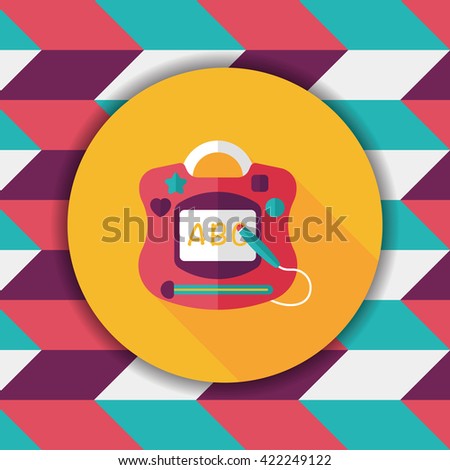 children drawing board flat icon with long shadow