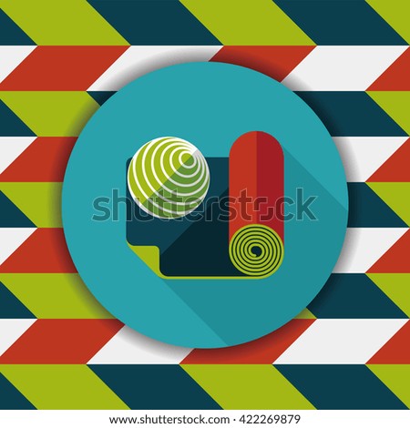 yoga mat and ball flat icon with long shadow,eps10
