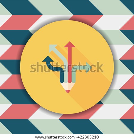 pencil ribbon arrow flat icon with long shadow,eps10