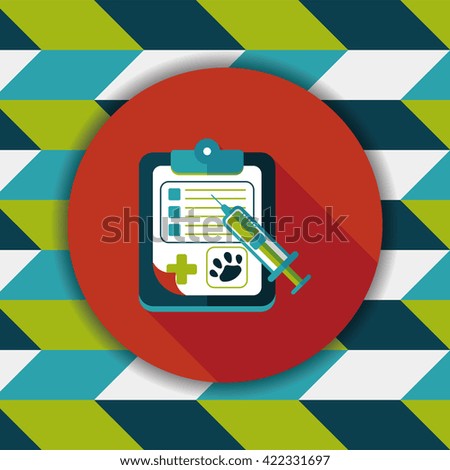 Pet medical records flat icon with long shadow, eps10
