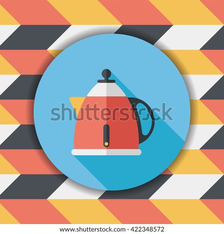 kitchenware tea pot flat icon with long shadow,eps10