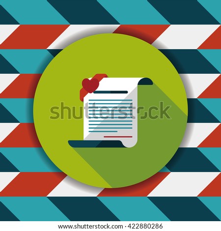 marriage document flat icon with long shadow,eps10