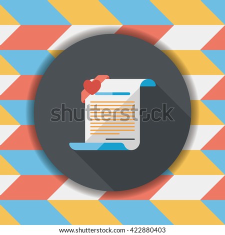 marriage document flat icon with long shadow,eps10