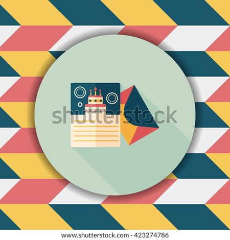 Happy birthday card flat icon with long shadow,eps10