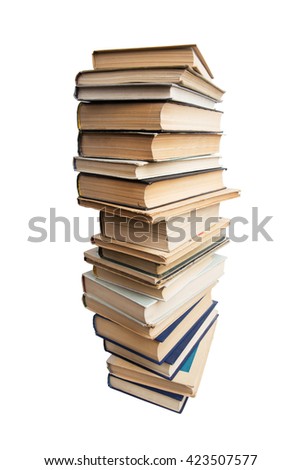 Many different books on a white background
