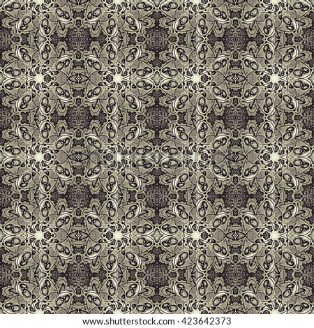 Digital art style technique modern geometric check ornate abstract seamless pattern design in mixed tones.