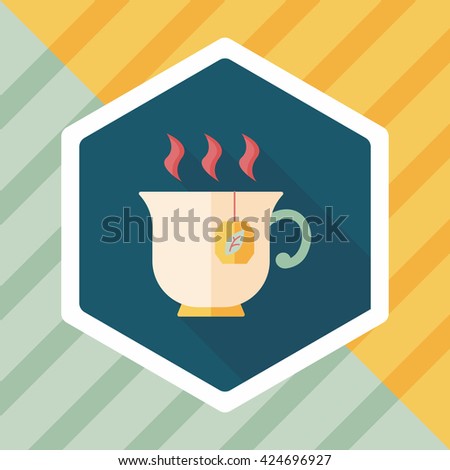 hot tea flat icon with long shadow,eps10