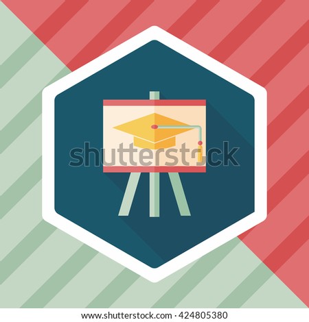 Graduation hat on the blackboard flat icon with long shadow,eps10