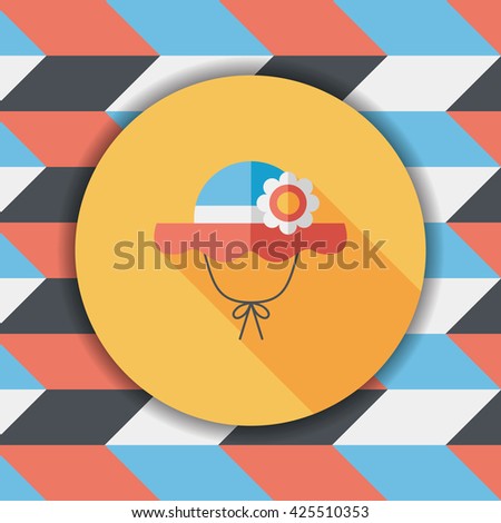 Women hat flat icon with long shadow,eps10