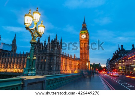Big Ben and house of parliament at twilight, London, UK