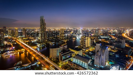 cityscape of Bangkok at night