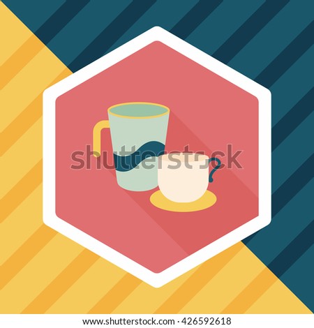 kitchenware cup flat icon with long shadow,eps10