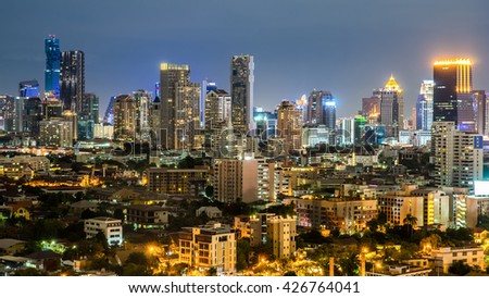 night cityscape, in Bangkok, Thailand.