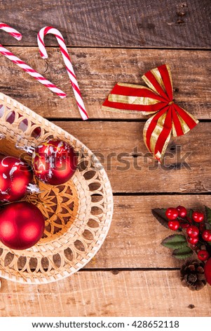 Christmas composition with candy canes