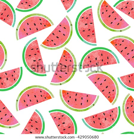 Seamless pattern with watermelon. Bright cute background for your design. Vector illustration.