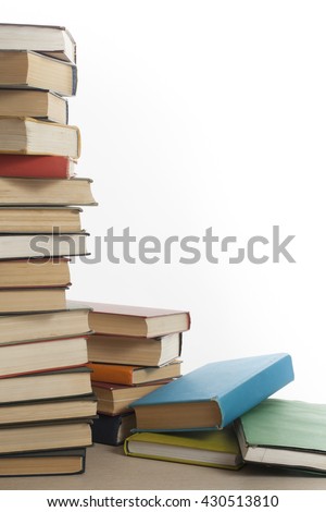 Stack of books isolated on white background. Education concept. Back to school