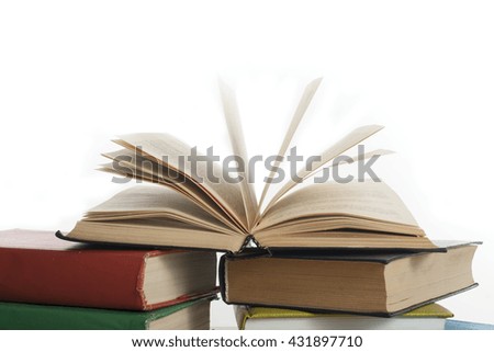 Stack of books isolated on white background. Education concept. Back to school