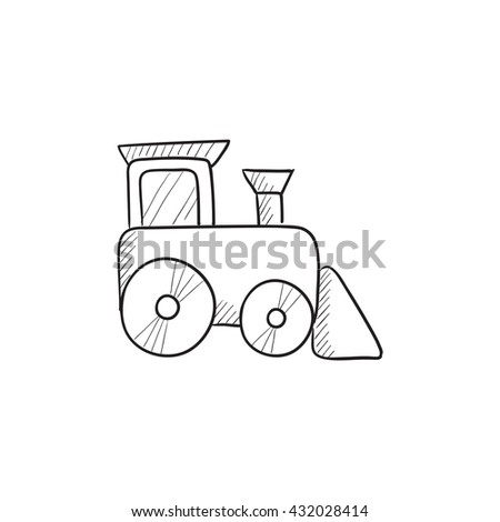 Toy train vector sketch icon isolated on background. Hand drawn Toy train icon. Toy train sketch icon for infographic, website or app.