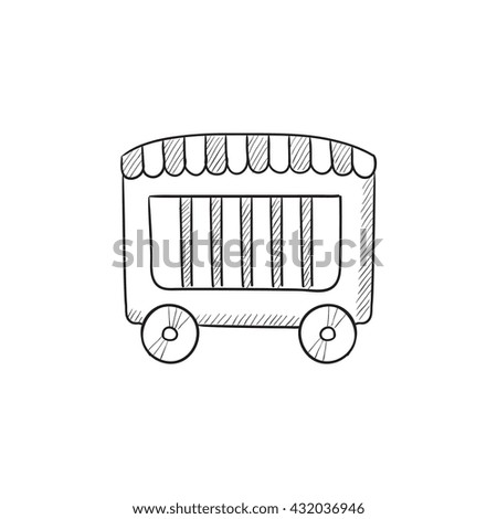 Circus wagon vector sketch icon isolated on background. Hand drawn Circus wagon icon. Circus wagon sketch icon for infographic, website or app.
