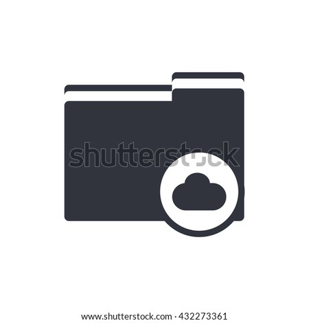 Vector illustration of folder cloud sign icon on white background.