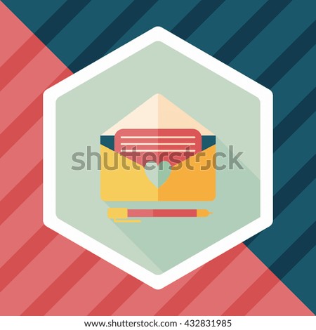 Valentine's day love letter flat icon with long shadow,eps10