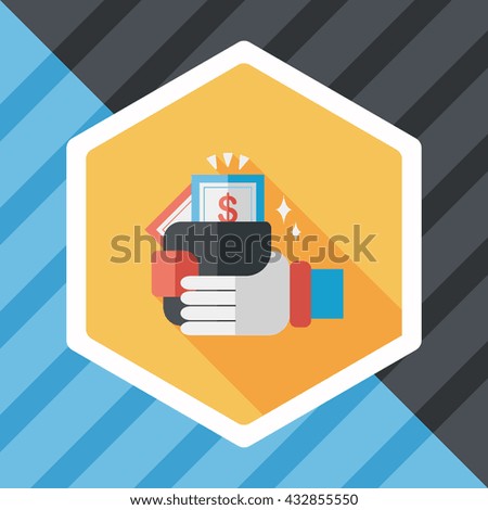 shopping wallet flat icon with long shadow,eps10
