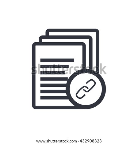 Vector illustration of files link sign icon on white background.
