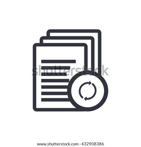 Vector illustration of files refresh sign icon on white background.