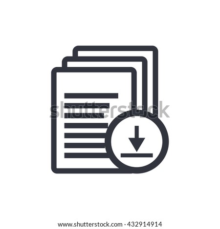 Vector illustration of files download sign icon on white background.