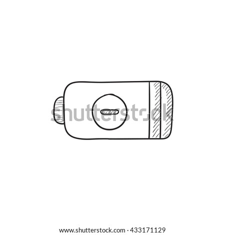 Low power battery vector sketch icon isolated on background. Hand drawn Low power battery icon. Low power battery sketch icon for infographic, website or app.