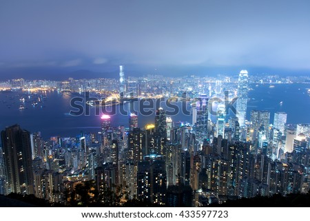 view of Hong Kong island building in night time