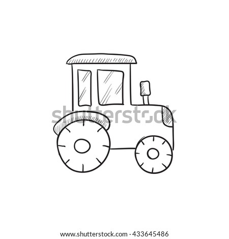 Tractor sketch icon for web, mobile and infographics. Hand drawn tractor icon. Tractor vector icon. Tractor icon isolated on white background.