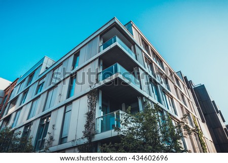 very modern office building in low angle view