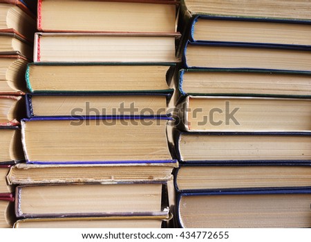 Books Background,  Education And Knowledge, Learn And Study Concept. Reading And Science, School And University, School Library, Bookstore, Books On Bookshelves, Stack Of Old Books, Stacked Books