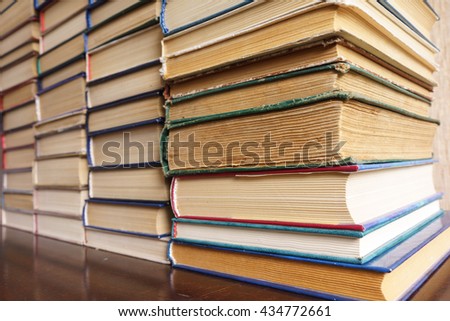 Books Background,  Education And Knowledge, Learn And Study Concept. Reading And Science, School And University, School Library, Bookstore, Books On Bookshelves, Stack Of Old Books, Stacked Books