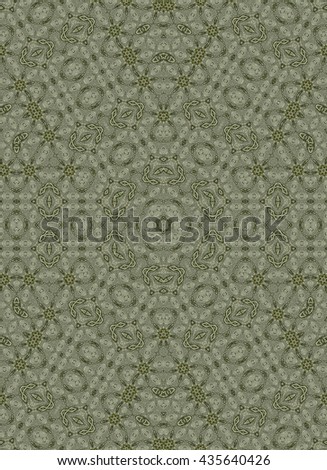 Olive green Abstract geometric ornament. Seamless pattern.