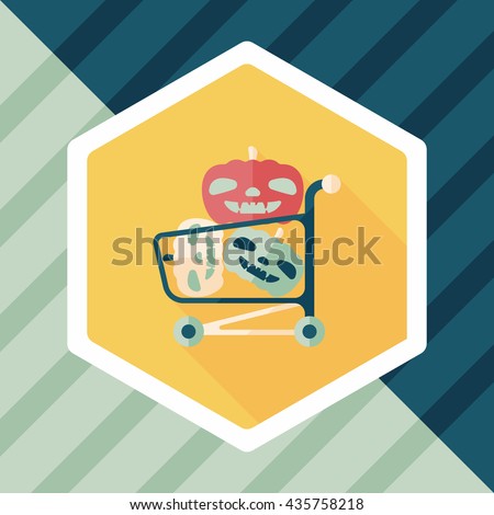 pumpkin shopping flat icon with long shadow,eps10
