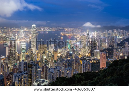 Twilight time in Hong Kong .