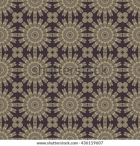 Background vector illustration seamless pattern with brown abstract flowers.