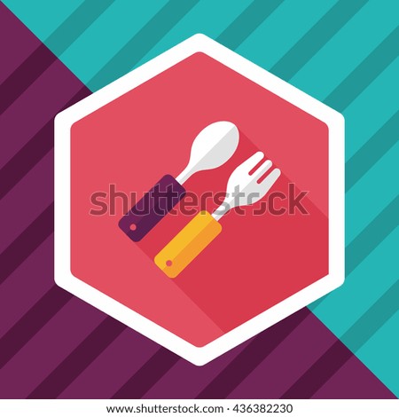 dishware and cutlery flat icon with long shadow,eps10