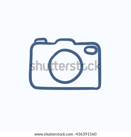 Camera vector sketch icon isolated on background. Hand drawn Camera icon. Camera sketch icon for infographic, website or app.