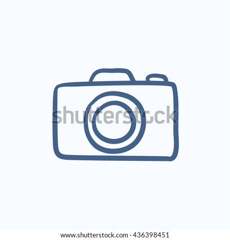 Camera vector sketch icon isolated on background. Hand drawn Camera icon. Camera sketch icon for infographic, website or app.
